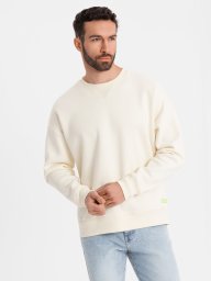 Klasyczna bluza dresowa unisex z okrągłym dekoltem kremowa V2 OU-SNBC-0104 M/L