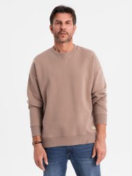 Klasyczna dresowa bluza unisex z okrągłym dekoltem brązowa V16 OU-SNBC-0104 M/L