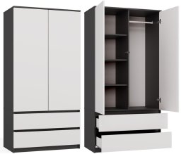 Topeshop Szafa Malwa SS-90 ANTRACYT BIEL