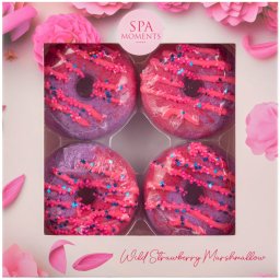CHLAPU CHLAP Zestaw Spa Moments Donut do kąpieli o zapachu pianki poziomkowej 4 szt
