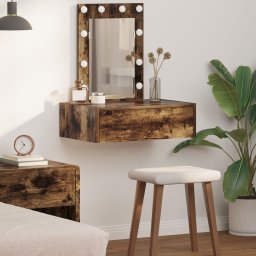 vidaXL Wisząca toaletka z LED w dębie dymionym