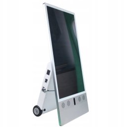 ALLNET Standdisplay 43 Zoll Outdoor Kundenstopper mit Akku oh. Touch mit Laufrollen 1500Nits Android Farbe schwarz