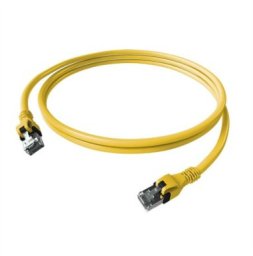 EasyLan DualBoot PushPull Patch Cable Cat.6A (Class EA), S/FTP, RJ45 / RJ45, żółty, 1 m