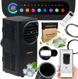 Climative AC33-S FUN WiFi klimatyzator przenośny chłodząco osuszający 3 3 kW z WiFi osuszanie 32 l dzień dla domu biura 35 m2 R290