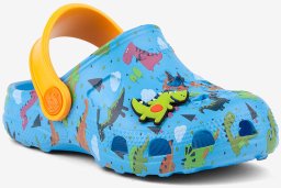 Coqui chodaki chłopięce LITTLE FROG 8701-248-1711 Lt. blue/Lt. orange dino + amulet 20-21