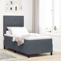 Łóżko z materacem Dark Grey Single Velvet