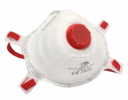 AK003 DUST MASK FFP3 - Półmaska ochronna filtrująca przeciwpyłowa FFP3 NR w kształcie miseczki zawór wydechow z klipsem na nos i elastyczną opaska na głowę