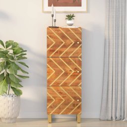 Szafka, brązowo-czarna, 40x33,5x110 cm, lite drewno mango