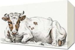 Obraz 30x20cm Leżąca Krowa, Jean Bernard Vintage do Salonu
