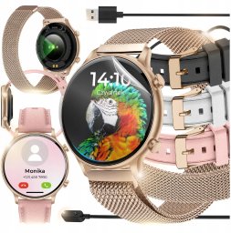 SMARTWATCH ZEGAREK DAMSKI MENU PL ROZMOWY POWIADOMIENIA SPORT SMART WATCH