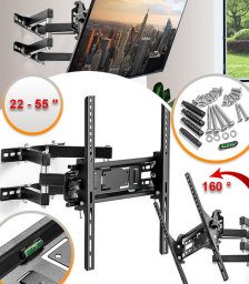 UCHWYT DO TELEWIZORA LCD 26 - 55 U5 WIESZAK DO TV OBROTOWY MOCNY DO 50 KG Z REGULACJĄ NACHYLENIA