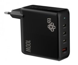 Ładowarka sieciowa 3x USB C + USB A Power Delivery czarna, GaN 100W
