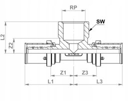 PEX Trójnik 16 x 1/2 x 16 gwint wewnętrzny GW zaciskowy Radopress Pipelife