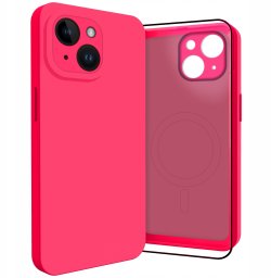 Etui do Apple iPhone 14 (Do Magsafe, Osłona Kamery, Fuksjowe, Case)   Szkło