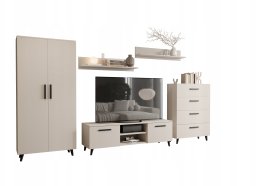 Meblościanka Nord 2 kaszmir/czarny zestaw mebli do salonu