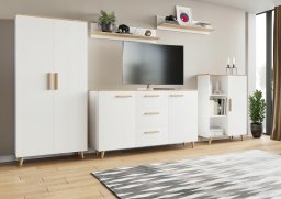 Meblościanka Lund dąb artisan/biały zestaw mebli do salonu w stylu skandynawskim