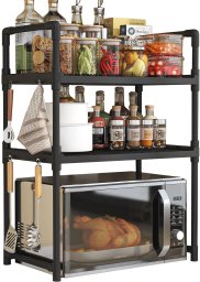 ITIMPORT PÓŁKA KUCHENNA pod mikrofalówkę SZAFKA ORGANIZER CZARNA 3poziomy 48cm REGAŁ