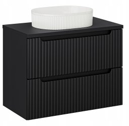 CZARNA szafka łazienkowa NOVA BLACK z umywalką i blatem 80 cm z szufladami