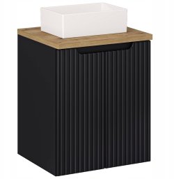 CZARNA szafka łazienkowa NOVA BLACK 82-50 2D z umywalką i blatem OAK 50 cm