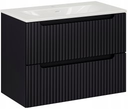 CZARNA szafka łazienkowa z umywalką 80 cm NOVA BLACK 82-80 z szufladami
