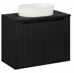 CZARNA RYFLOWANA szafka łazienkowa NOVA BLACK z umywalką i blatem 80 cm