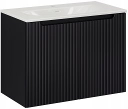 CZARNA szafka łazienkowa z umywalką 80 cm NOVA BLACK 82-80 RYFLOWANY front