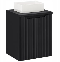 CZARNA szafka łazienkowa NOVA BLACK 82-50 2D z umywalką i blatem 50 cm
