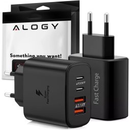 Ładowarka sieciowa 40W 2x USB 2x USB-C Alogy Super Fast Charger Szybkie ładowanie PowerDelivery PD Czarna