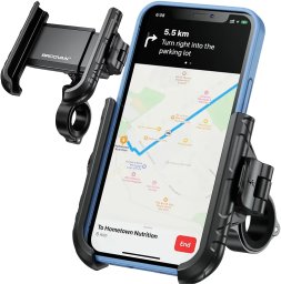 Uchwyt Motocyklowy Rowerowy na kierownicę KEWIG BKW-2-H na telefon z systemem przeciwwstrząsowym na motor quada skuter Czarny