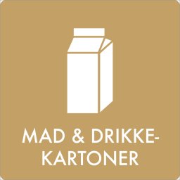 Affaldsskilt MAD- OG DRIKKEKARTONER 12x12cm,1 stk