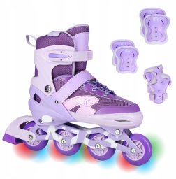 NA0189 ZESTAW LED ŁYŻWOROLKI OCHRANIACZE MOONBEAM FIOLETOWE ROZM. M(35-38) NILS EXTREME