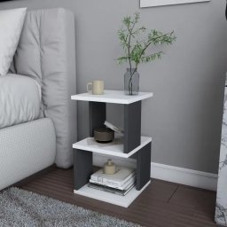 Naktinis staliukas Asir, 29,6x29,6x49,4 cm, pilkas/baltas