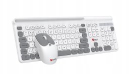 Klawiatura + mysz C-Tech C-TECH klawiatura z myszą WLKMC-05W, Bezdrátowy set 2.4GHz, CZ, biała