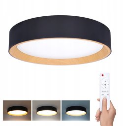 Solight LED osvětlení s dálkovým ovladačem Larios Black, 48W, 3360lm, 39cm, změna chromatičnosti, stmívatelné