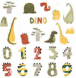SIPO-WS63049 NAKLEJKI NA ŚCIANĘ CYFRY     DINO