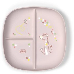 CHICCO-1600315- 3-DZIELNY TALERZ RÓŻOWY 8M+