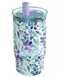 Quokka Mist - Kubek termiczny ze stali nierdzewnej 720 ml ze słomką (Violet Blooms)