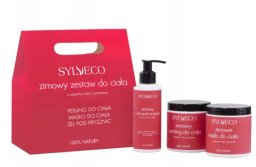 SYLVECO_SET Zimowy Zestaw Do Ciała Czerwony peeling do ciała 265ml + żel pod prysznic 150ml + olejek do ciała 250ml