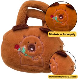 Torba Pluszowa Z Kapibarą Z Różą Brązowy 20cm
