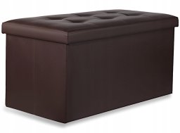 Pufa składana XXL z guzikami - 80x40x40cm ekoskóra brąz