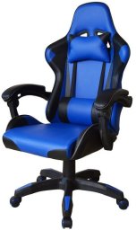 Ergonomiczny fotel gamingowy z poduszkami, niebieski