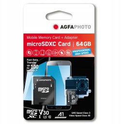 Karta AgfaPhoto MicroSDXC 64 GB Class 10 UHS-I/U3 A1 V30 (10616)