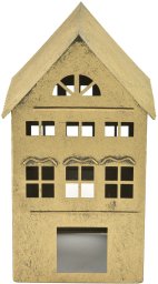 Ozdoba świąteczna domek 28 cm złoty metal 8734