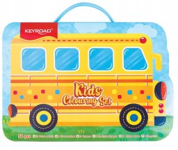 Zestaw artystyczny dla dzieci KEYROAD, 54 elementy, pudełko z rączką, autobus