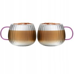 Vialli Design - Tulip zestaw dwóch szklanek z różowym uchem 350ml