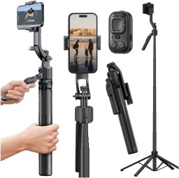 Kijek Selfie Stick Quadrapod Alogy TrackPod 2w1 z uchwytem na telefon i mocowaniem 1/4 Funkcja śledzenia twarzy kompatybilny z iPhone Android