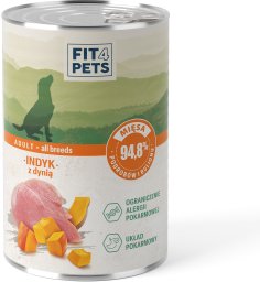 Karma dla psa pełnoporcjowa Fit4Pets indyk z dynią 400g 12 szt.