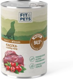 Karma dla psa pełnoporcjowa Fit4Pets kaczka z dziką różą 400g 1 szt.