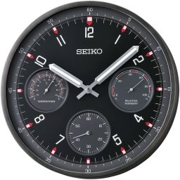 Zegar ścienny SEIKO QXA823K 33 cm cichy mechanizm termometr .