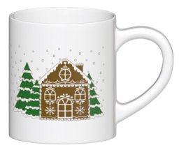 Ceramiczny kubek "Dom z Piernika" ozdobiony uroczym, zimowym motywem. Prezent upominek na mikołaja święta gwiazdkę dla faceta taty mamy męża koleżanki przyjaciółki kobiety dziadka dziewczyny babc